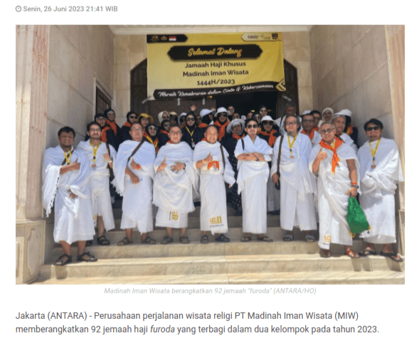haji furoda 2025 madinah iman wisata