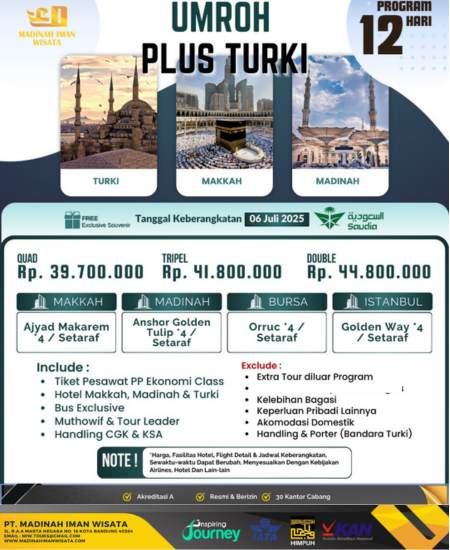 umroh plus turki madinah iman wisata
